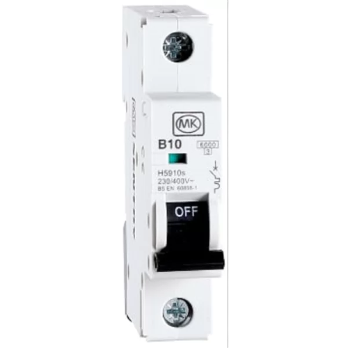 MK Sentry 10 Amp Single Pole Type B 6kA 230V Miniature Circuit Breaker MCB