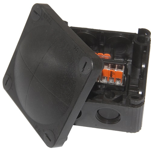 Wiska Combi 308 Black weatherproof Junction Box with Wago